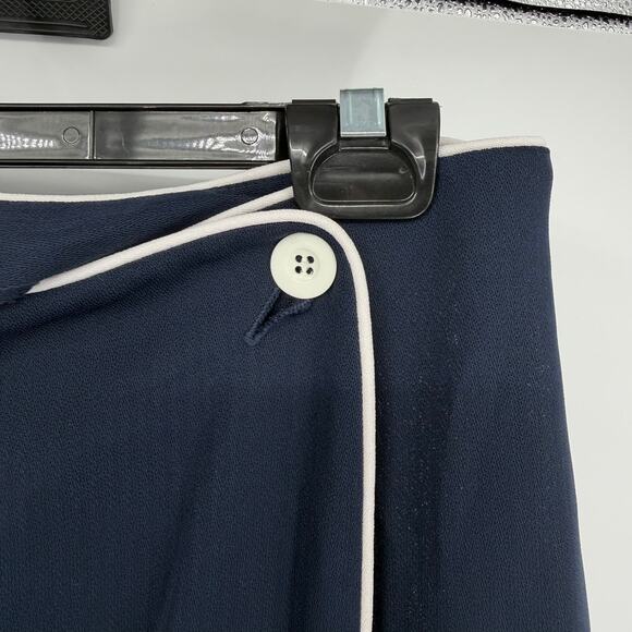 Worthington Vintage Navy & White Wrap Skirt - Size 14 Tall - Picture 2 of 6